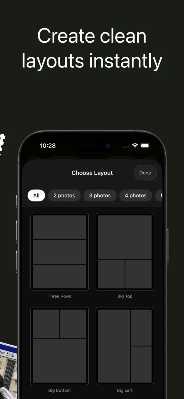 Choose a photo collage layout